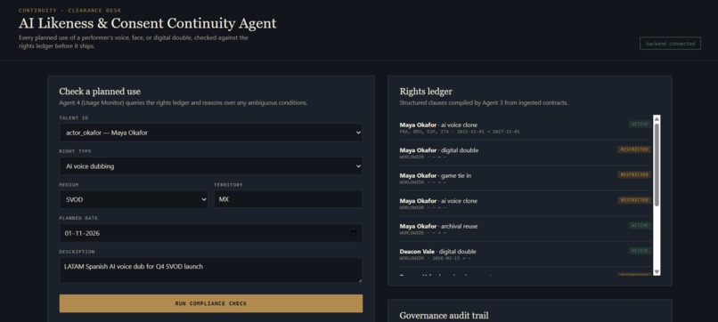 Continuity - AI Likeness & Consent Continuity Agent – screenshot 1