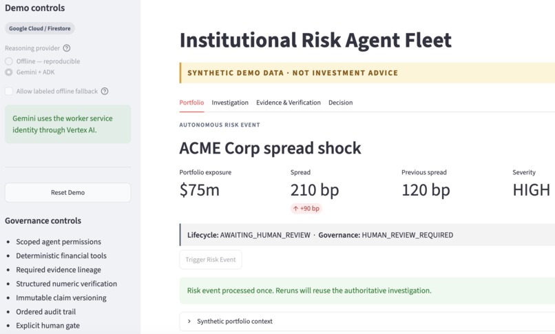 Institutional Risk Agent Fleet – screenshot 1