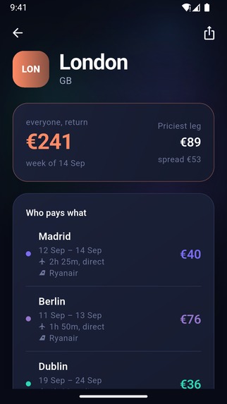 Many to Fly: Multi origin flights search – screenshot 1