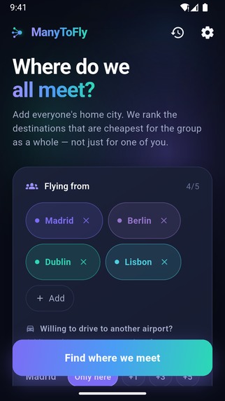 Many to Fly: Multi origin flights search – screenshot 3