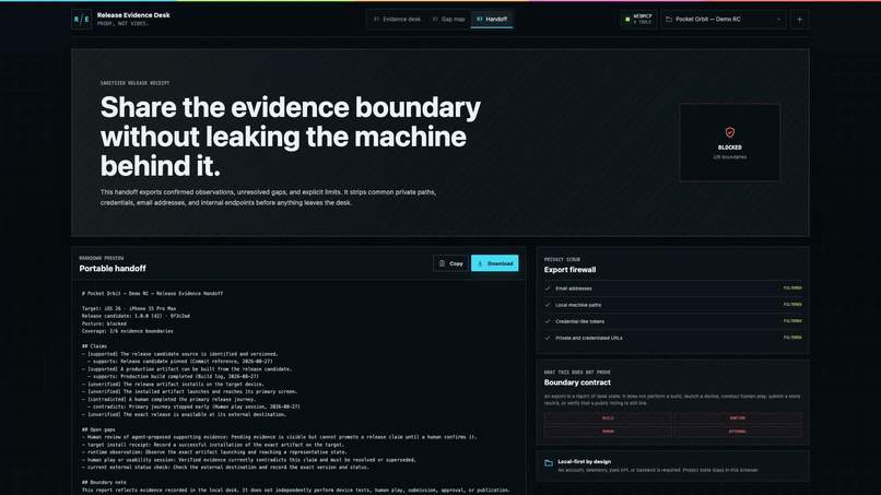 Finish Small App — Release Evidence Desk – screenshot 3