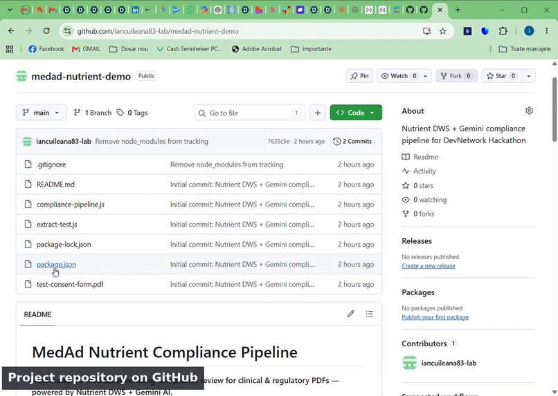 MedAd Nutrient Compliance Pipeline – screenshot 1