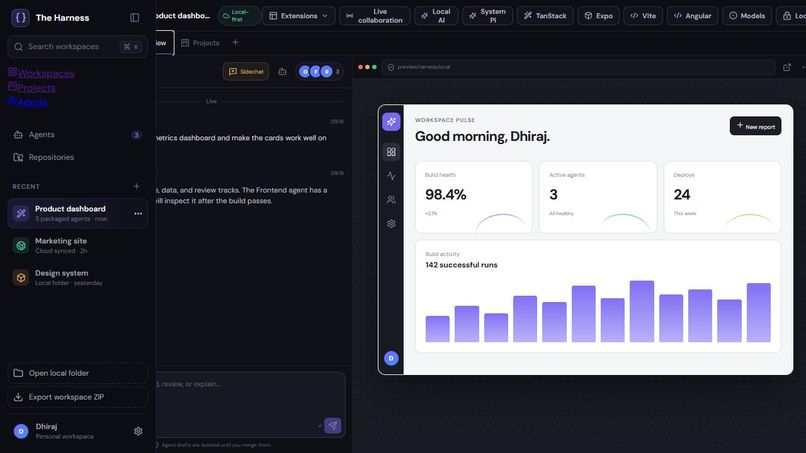 The Harness — Web-First Multiplayer Agents on Your Cloud – screenshot 1