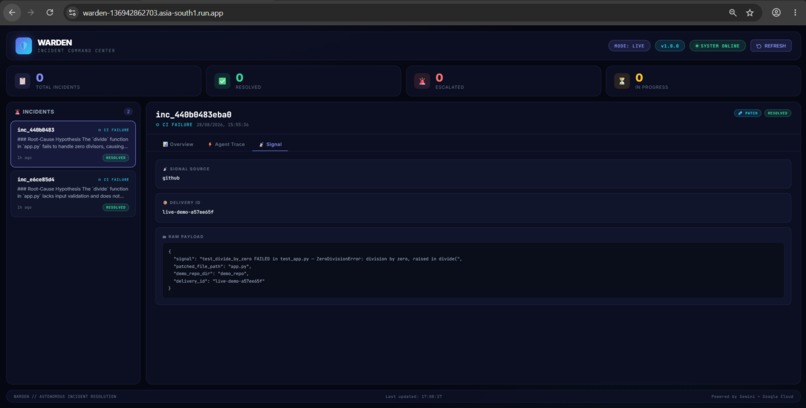 Warden: Autonomous AI Incident-Resolution Agent – screenshot 2