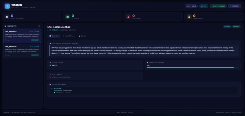Warden: Autonomous AI Incident-Resolution Agent – screenshot 3