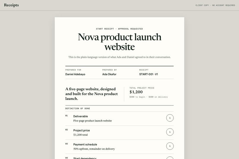 Receipts – screenshot 2