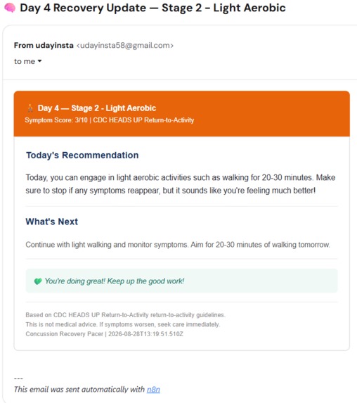 Concussion Recovery Pacer – screenshot 2