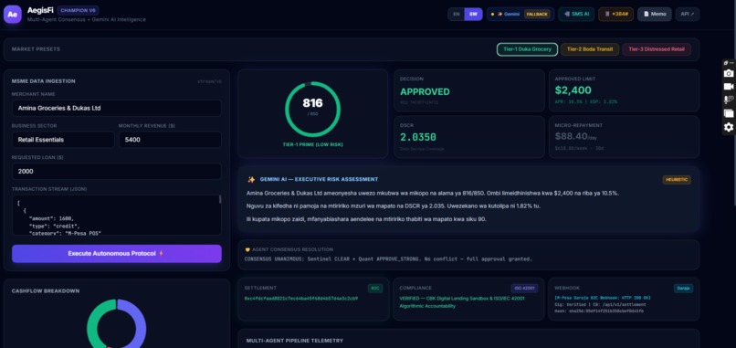 AegisFi — Autonomous AI Micro-Underwriting Protocol – screenshot 1