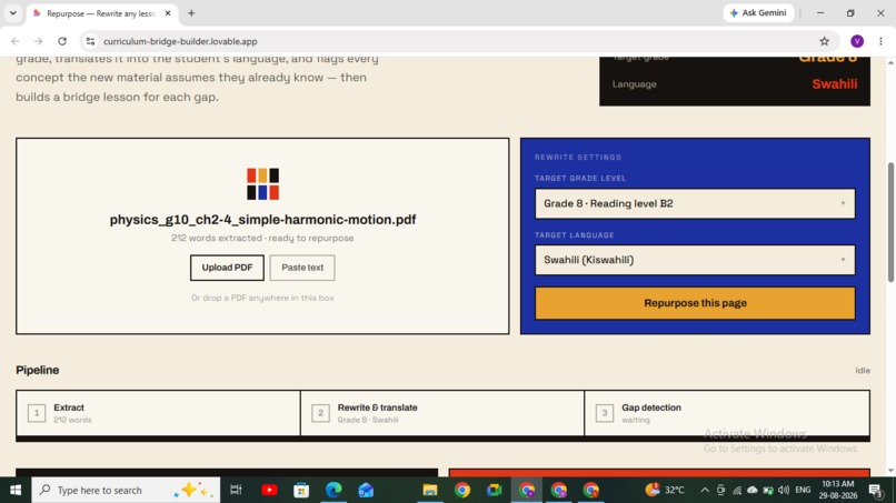 Repurpose — Curriculum Bridge for Displaced Students – screenshot 1