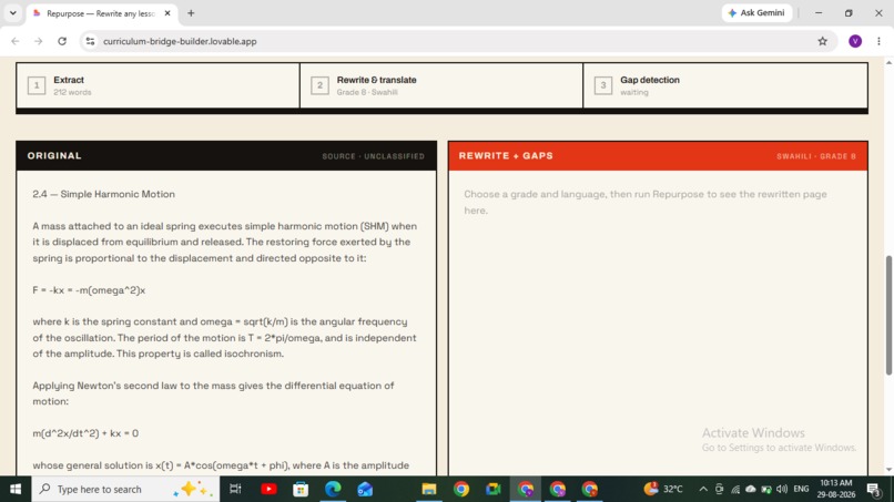 Repurpose — Curriculum Bridge for Displaced Students – screenshot 2