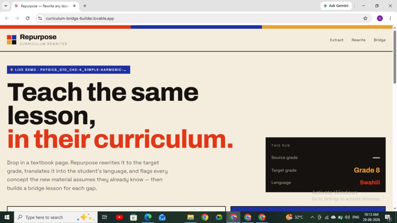 Repurpose — Curriculum Bridge for Displaced Students – screenshot 3