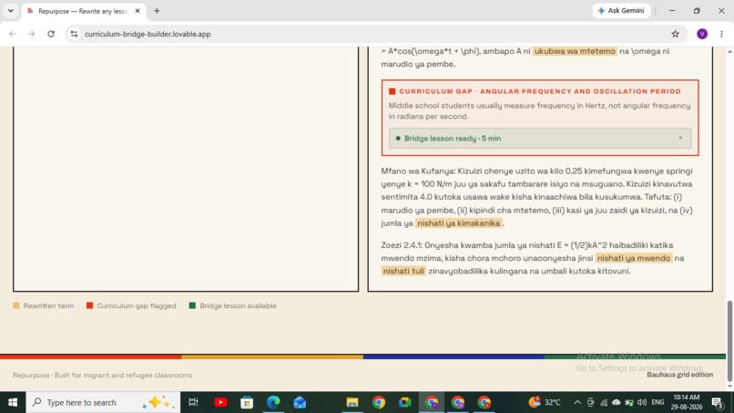 Repurpose — Curriculum Bridge for Displaced Students – screenshot 4