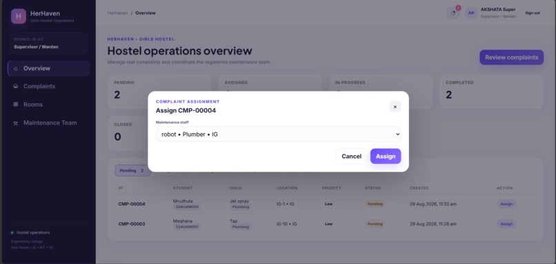 HerHaven – Girls Hostel Management System – screenshot 7