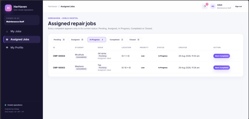 HerHaven – Girls Hostel Management System – screenshot 10