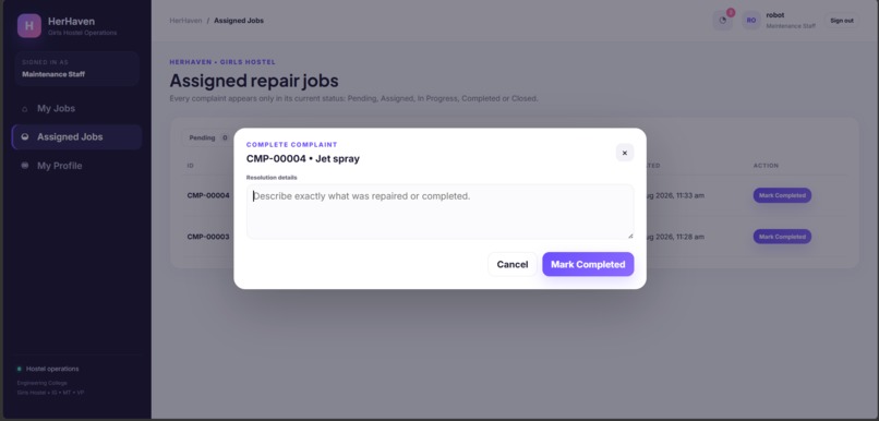 HerHaven – Girls Hostel Management System – screenshot 11