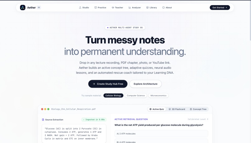 Aether - Multi-Agent Study OS – screenshot 1