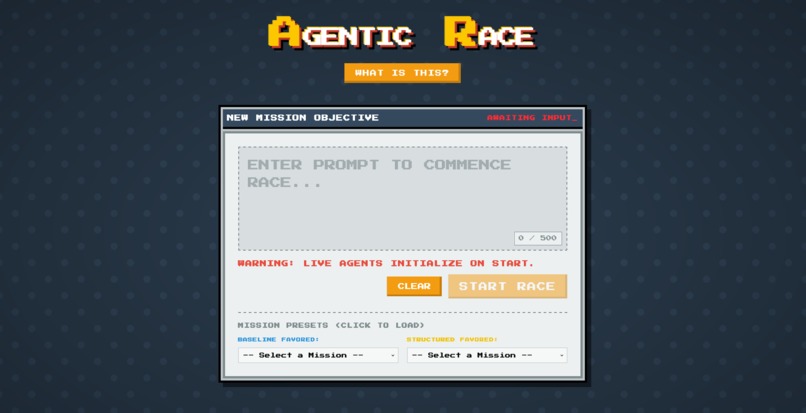Agentic Race – screenshot 1