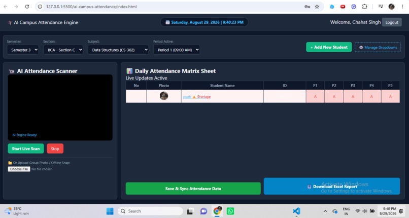 AI Smart Campus Attendance System – screenshot 1