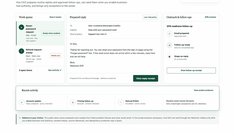 Vice CEO: Proof-Carrying Business Autonomy – screenshot 2