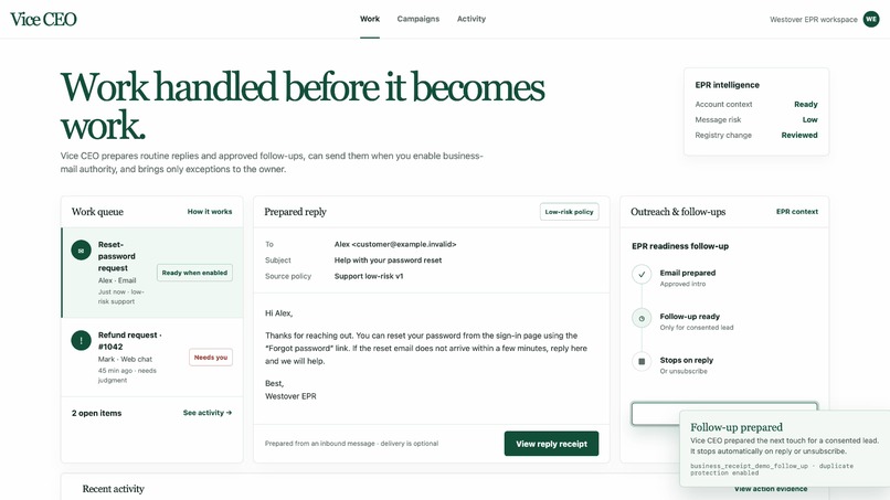 Vice CEO: Proof-Carrying Business Autonomy – screenshot 3