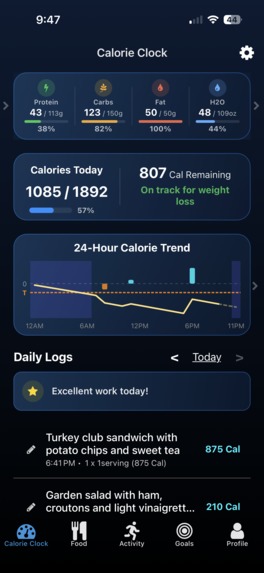 Calorie Clock – screenshot 2