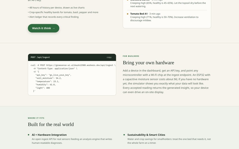 GrowSense — field notes, written by sensors – screenshot 2