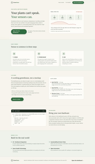 GrowSense — field notes, written by sensors – screenshot 4