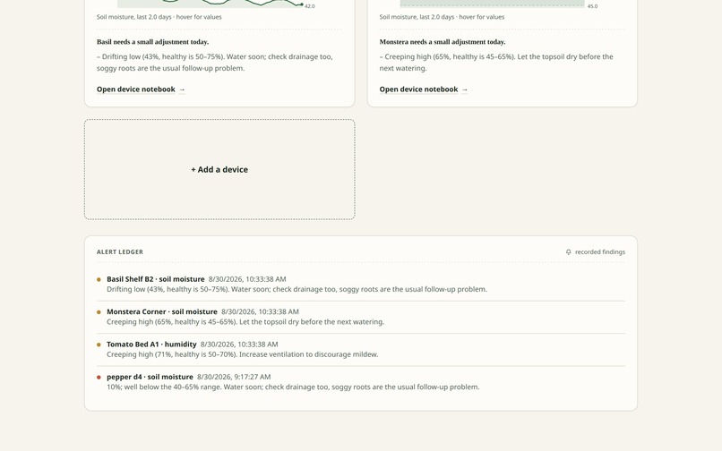GrowSense — field notes, written by sensors – screenshot 5