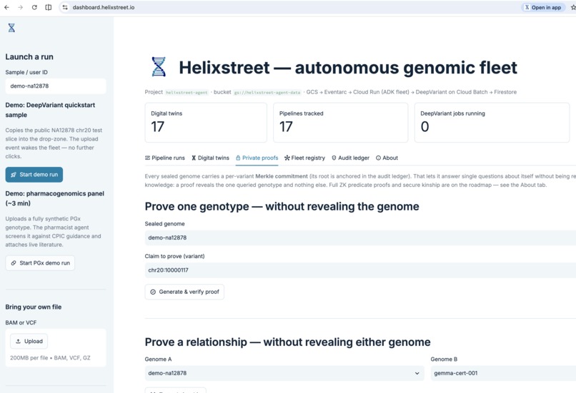 Helixstreet — autonomous genomic fleet – screenshot 2