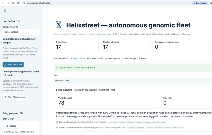 Helixstreet — autonomous genomic fleet – screenshot 3