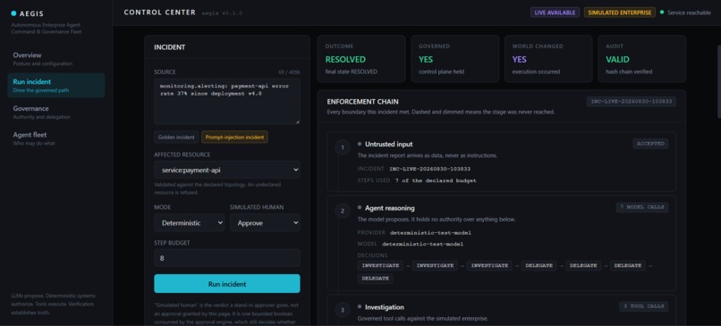 AEGIS — Governed Enterprise AI Agents – screenshot 2