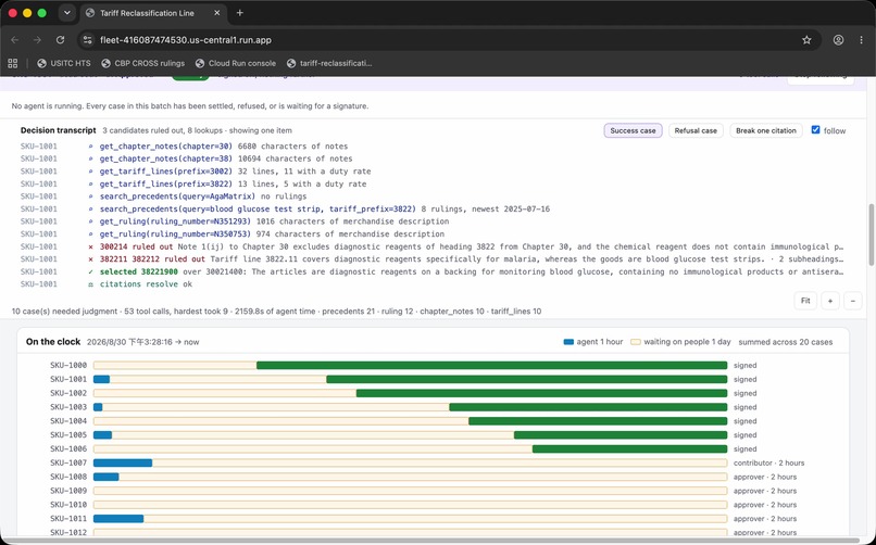 Tariff Reclassification Line – screenshot 2