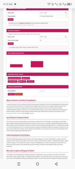 Ovulation & Fertile Window Calculator in HTML/JS – screenshot 6