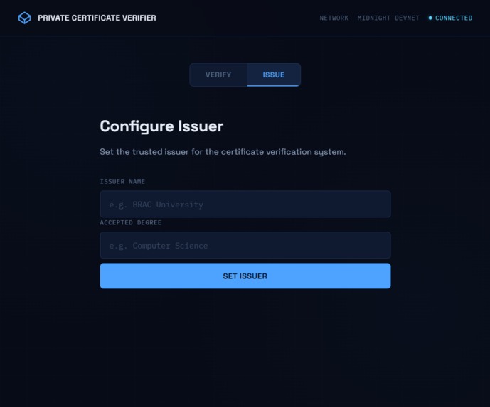 Midnight Private Certificate Verifier – screenshot 2