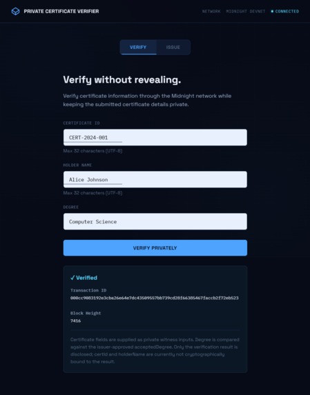 Midnight Private Certificate Verifier – screenshot 4