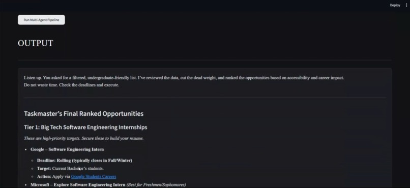 Internship & hackathon AI Finder – screenshot 1