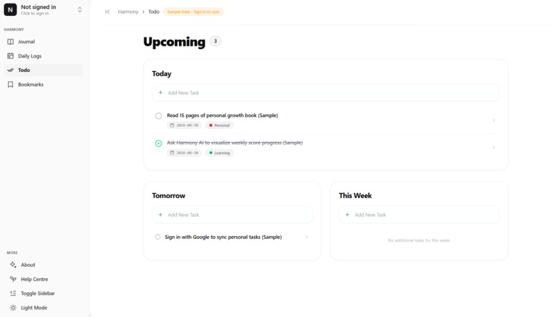 Harmony - personal journal auditing web app – screenshot 5