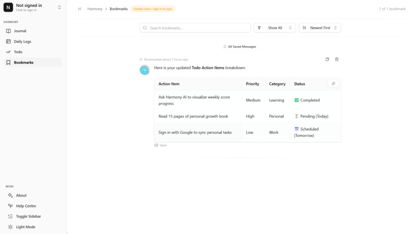 Harmony - personal journal auditing web app – screenshot 6
