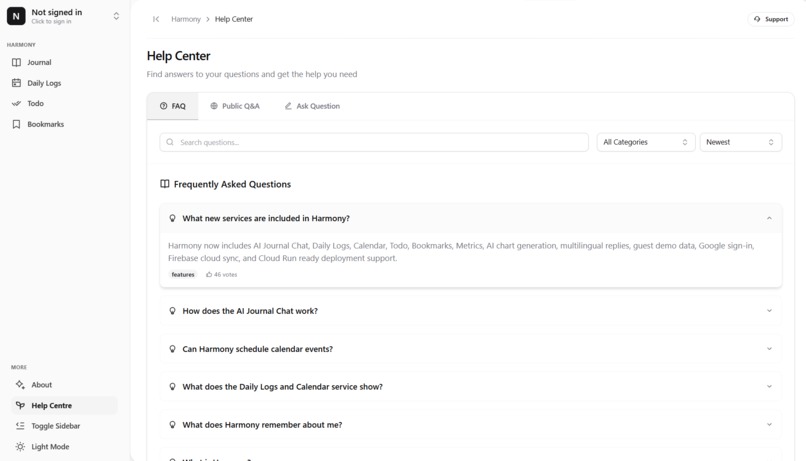 Harmony - personal journal auditing web app – screenshot 7