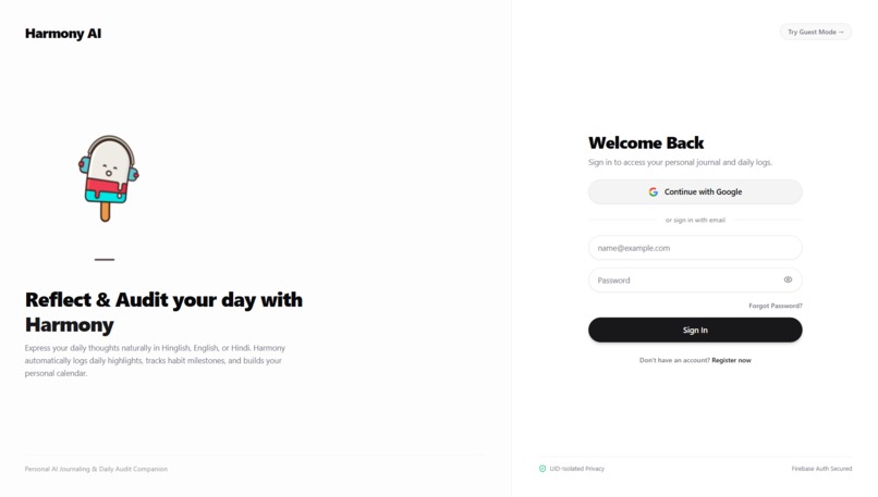 Harmony - personal journal auditing web app – screenshot 2