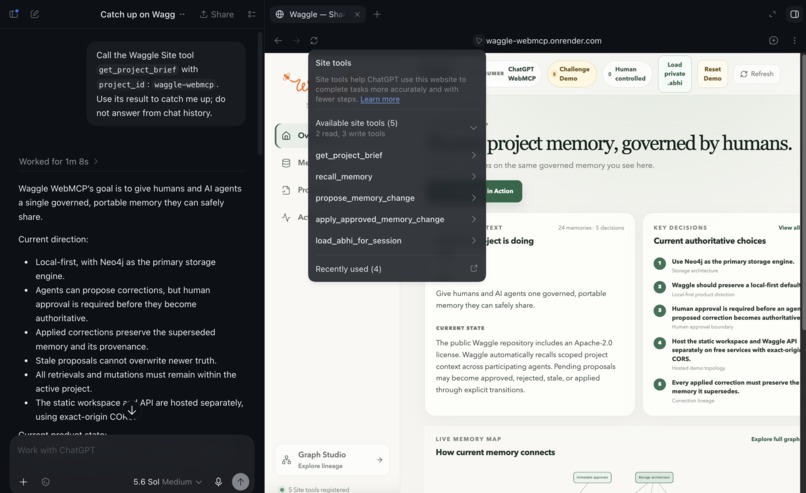 Waggle WebMCP – screenshot 1
