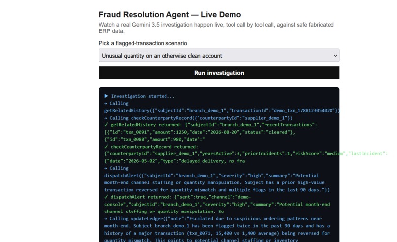 Fraud Resolution Agent – screenshot 2