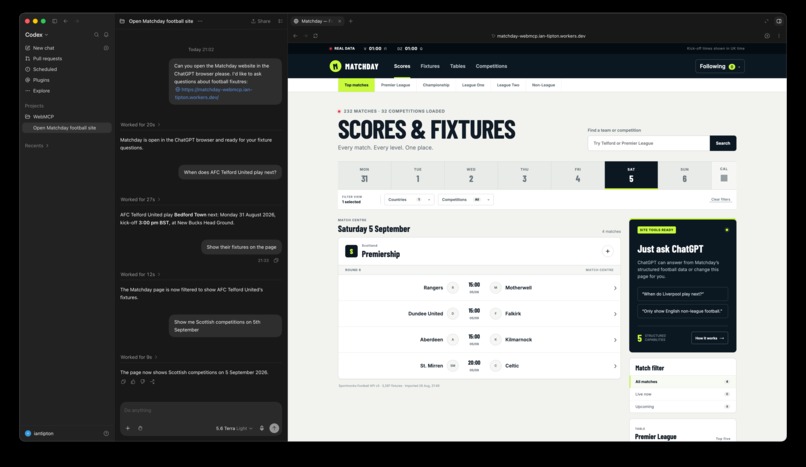 Matchday: Accessible Football with WebMCP – screenshot 2