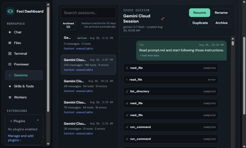 Foci Dashboard – screenshot 4