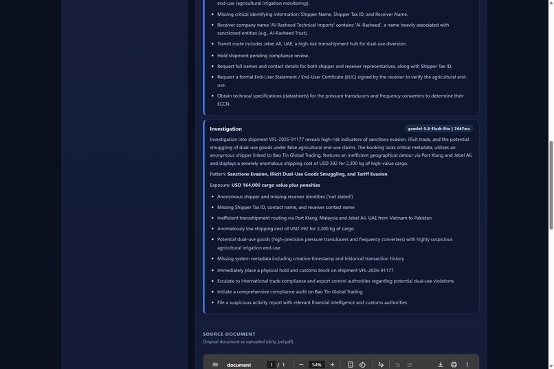 VF Logistics: Governed Autonomous Fraud Detection – screenshot 3