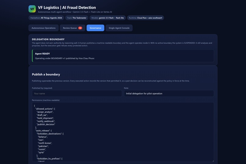 VF Logistics: Governed Autonomous Fraud Detection – screenshot 5