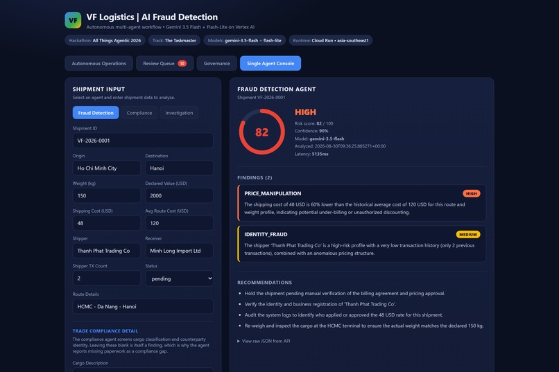 VF Logistics: Governed Autonomous Fraud Detection – screenshot 7