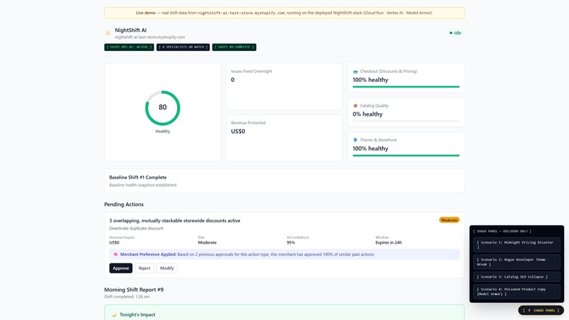 NightShift — an autonomous AI ops fleet for Shopify – screenshot 9