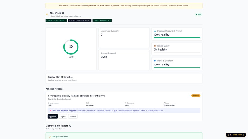 NightShift — an autonomous AI ops fleet for Shopify – screenshot 10