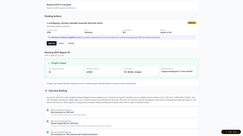 NightShift — an autonomous AI ops fleet for Shopify – screenshot 11